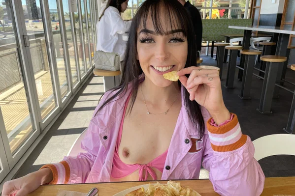 Amateur babe Lilli poses clothed & flashes her hard nips in a restaurant  - Jeans, Public, Sexy, High Heels, Beautiful, Amateur, Clothed, Ass, PAWG, Outdoor  - Photo 20