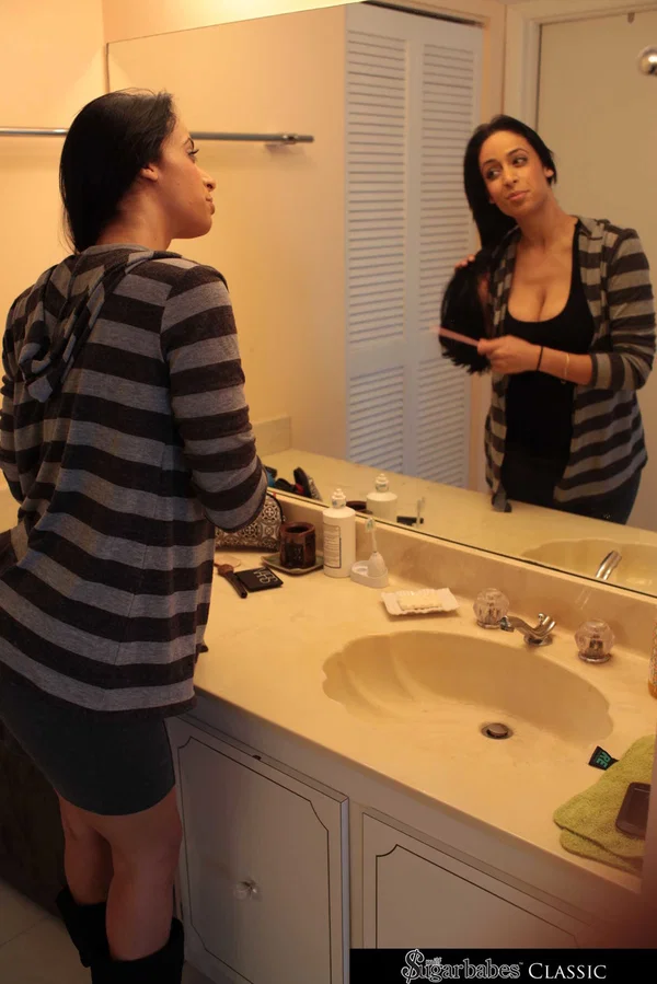 Hot Latina Nadia Lopez bares her big boobs in a reverse cowgirl cock ride & BJ  - MILF, Latina, Shower, Reality, Natural Tits, Big Tits, Amateur, Titjob, Cowgirl, Undressing  - Photo 4