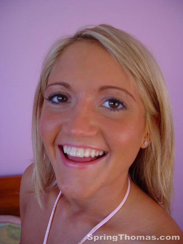 Cute teen Spring Thomas penetrates her tight shaved pussy with big dildo  - MILF, Amateur, Interracial, Pussy, Blonde, Spreading, Non Nude  - Photo 1
