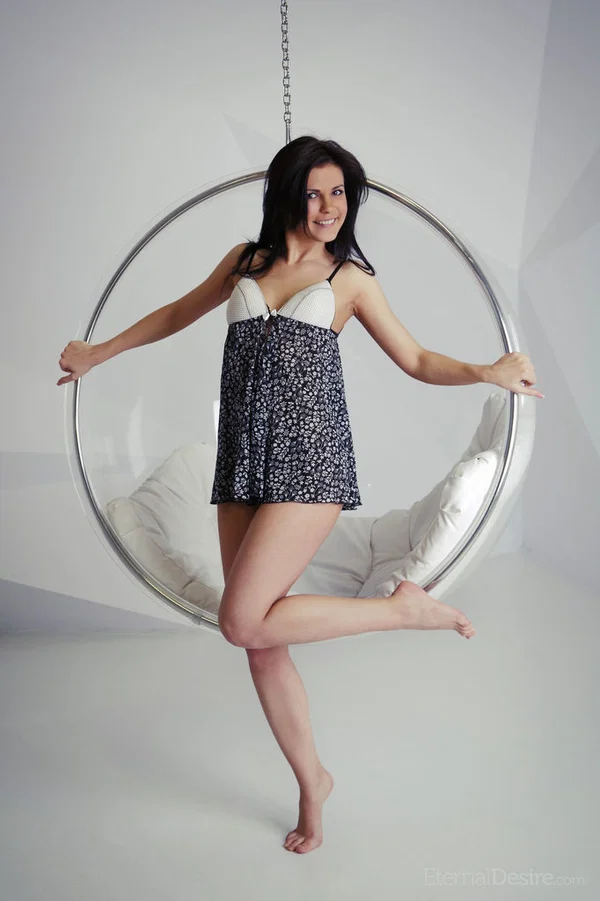 Brunette solo model Zelda B uncovers her small breasts and then her naked twat  - European, Pussy, Spreading, Ass, Shaved, Brunette, Babe, Tiny Tits, Legs, Glamour  - Photo 1