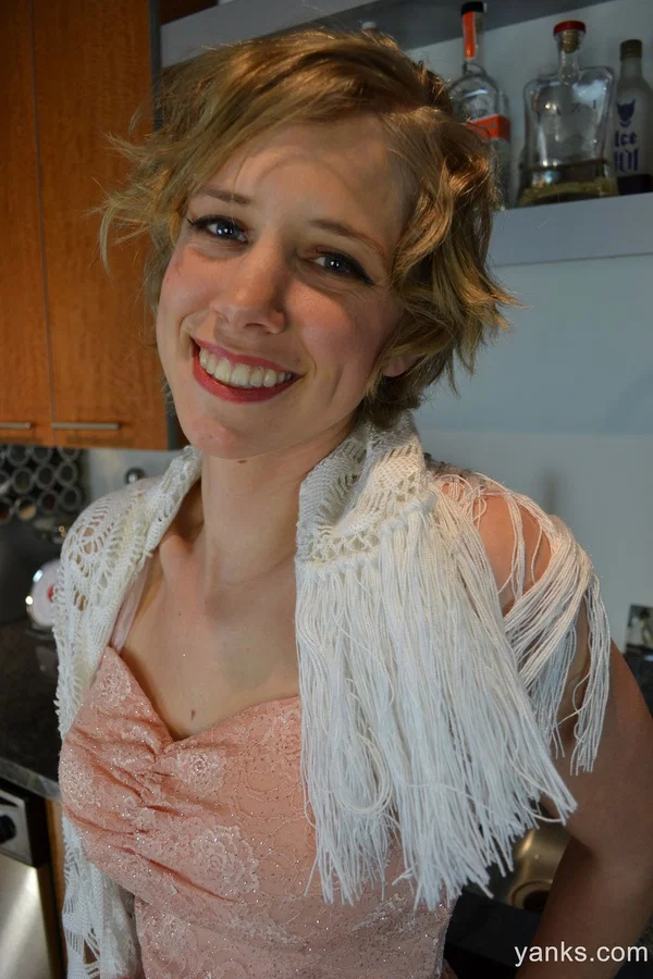 Horny amateur housewife Carmen December masturbates on the kitchen counter  - Amateur, Short Hair, Face, Upskirt, Panties, Kitchen, Hairy, Natural Tits, Undressing, Pussy  - Photo 5