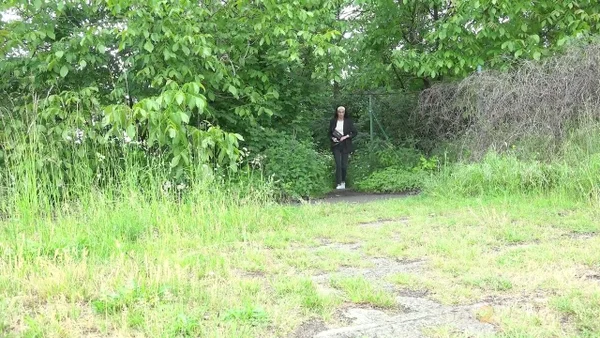 Brunette chick Nicky pulls down her pants to pee near the bushes  - Pissing, Public, Outdoor, Beautiful, Solo, European, Brunette, Babe, Ass, PAWG  - Photo 1