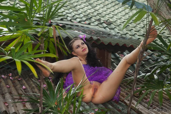 Young brunette Mirela A climbs a tree in a purple tutu skirt  - Outdoor, Teen, Pussy, Ass, Spreading, Skirt, Upskirt, Tiny Tits, Close Up, PAWG  - Photo 2