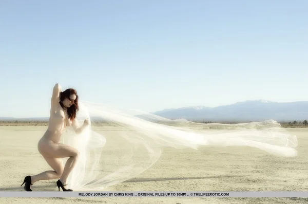 Redheaded girl Melody Jordan takes off her bra and panty set on a dry lake bed  - Beautiful, Redhead, Outdoor, Hairy, Pussy, Lingerie, Panties, Tiny Tits, Natural Tits, Solo  - Photo 15