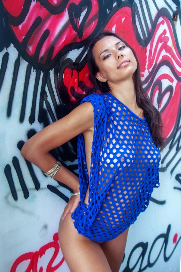 Gorgeous babe Nov Lera flaunts her alluring body in front of a graffiti wall  - Ass, Outdoor, Teen, Pussy, Babe, European, Natural Tits, Glamour, Beautiful, Close Up  - Photo 2
