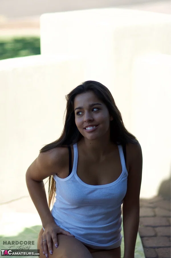 Girl next door type takes a dildo to her shaved pussy while outside  - Pussy, Dildo, Lingerie, Spreading, Amateur, Outdoor, Close Up, Shaved, Ass, Asshole  - Photo 2