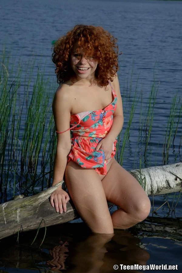 Curly haired teenage beauty Avina posing and masturbating in a lake  - Beach, Public, Outdoor, Redhead, Amateur, Teen, Sexy, Pussy, Tiny Tits, Perfect  - Photo 3