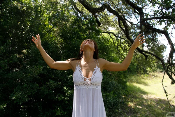 Amateur beauty Vyness Lucero poses in a sexy summer dress outdoors  - Amateur, Outdoor, Non Nude, Beautiful, Solo, Big Tits, Babe  - Photo 1