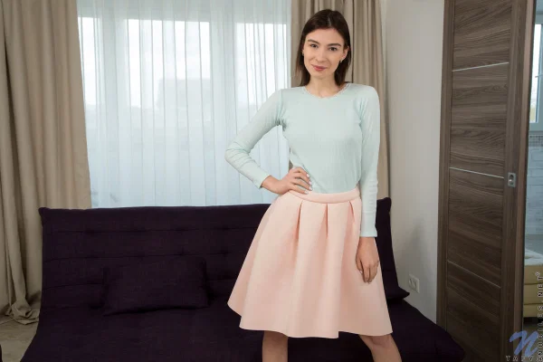 Brunette teen Tafy works free of sweater and skirt for great nude poses  - Undressing, Teen, Big Tits, Babe, Masturbation, Clothed, Ass, Pussy, Panties, Skirt  - Photo 2