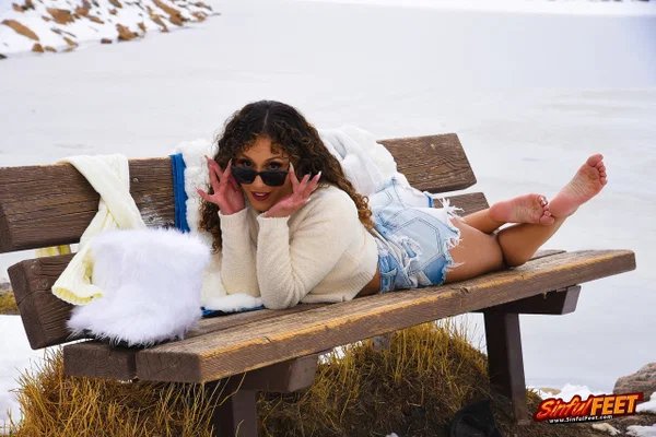 Sexy babe Liv Revamped shows off her petite naked body & licks her sweet toes  - Latina, Shorts, Curly, Glasses, Boots, Feet, Petite, Outdoor, Clothed, Socks  - Photo 21
