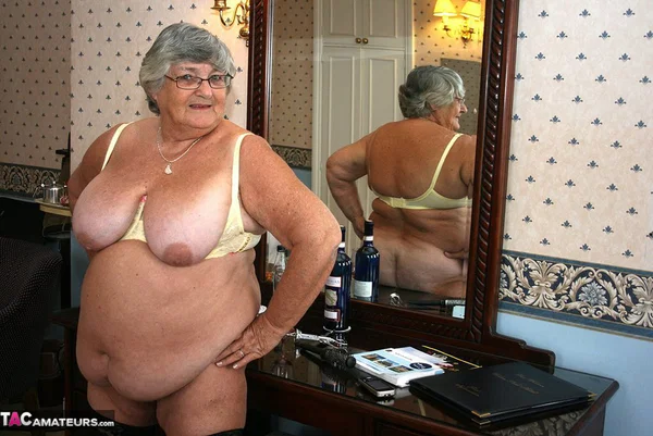 Fat grandmother with short grey hair has phone sex in black stockings only  - Granny, BBW, Amateur, Glasses, Chubby, Stockings, Saggy Tits, Short Hair, Ass, Curvy  - Photo 16