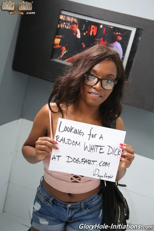 Young ebony slut Daya Knight goes 1 on 1 with a white dick at a gloryhole  - Ebony, Gloryhole, Glasses, African, Big Tits, Natural Tits, Black, MILF, Fetish, Shorts  - Photo 3