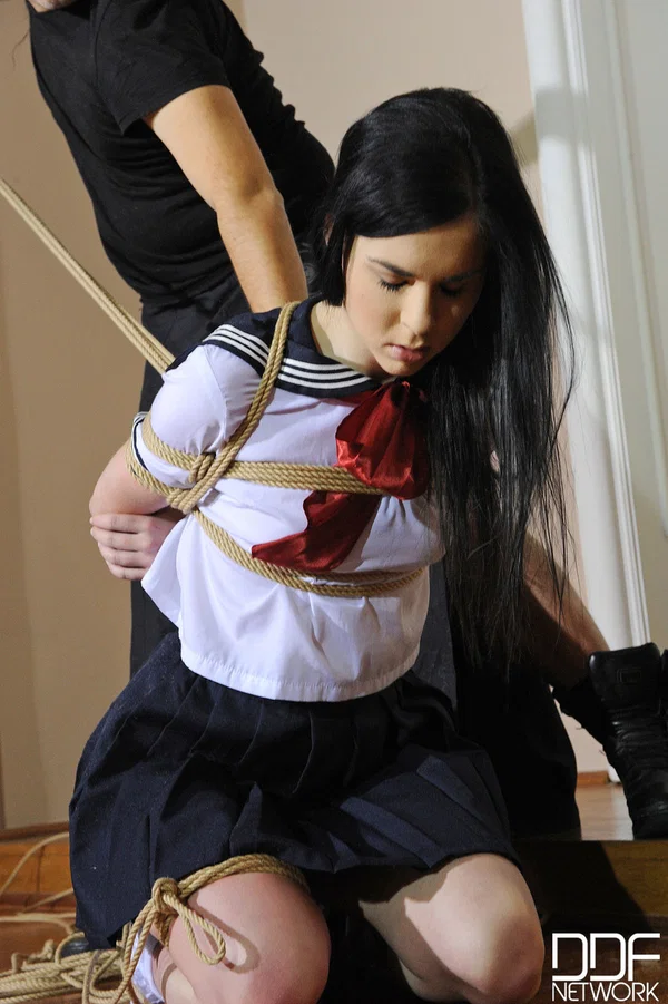 Sexy schoolgirl Amber Nevada has her yummy pussy exposed in rope bondage  - Schoolgirl, Bondage, BDSM, Teen, Fetish, Spanish, Skirt, Uniform, Cute, Clothed  - Photo 18
