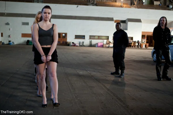 Lined up damsels in handcuffs getting stripped by their male BDSM handlers  - BDSM, Bondage, Reality, Outdoor, Skirt, Ebony, Boots, Redhead, Socks, Clothed  - Photo 8