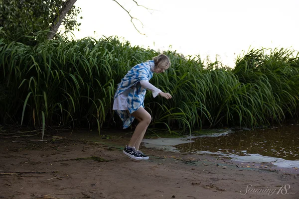 18-year-old girl Alice Murkovski strips to her sneakers near the water  - Outdoor, Natural Tits, Tiny Tits, Russian, Skirt, Babe, Model, Teen, Clothed, Beautiful  - Photo 6
