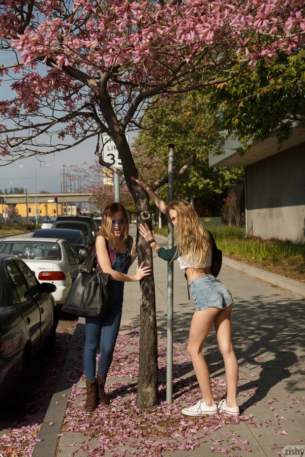 Teenage vixens Riley Anne & Winter Bliss flash their hot booties in public  - Cute, Teen, Girlfriend, Non Nude, Public, Amateur, Glasses, Boots, Shorts, Uniform  - Photo 4