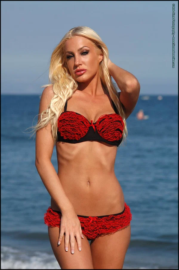Hot blonde Agustina Brum displays her skinny body on a beach in sexy lingerie  - Beach, Bikini, Latina, Blonde, Outdoor, Face, Ass, Big Tits, Fake Tits, Babe  - Photo 2