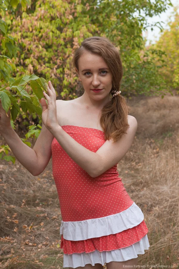 Petite Russian babe Emma Fantasy toying her hairy pussy with bananas outdoors  - Outdoor, Russian, Hairy, Feet, Tiny Tits, Amateur, Petite, Sexy, Redhead, Dildo  - Photo 1