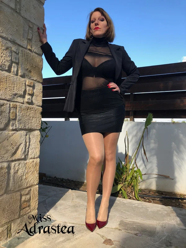 Hot MILF Miss Adrastea flaunts her sexy legs wearing stockings & high heels  - Stockings, Feet, Outdoor, Legs, Non Nude, Short Hair  - Photo 15