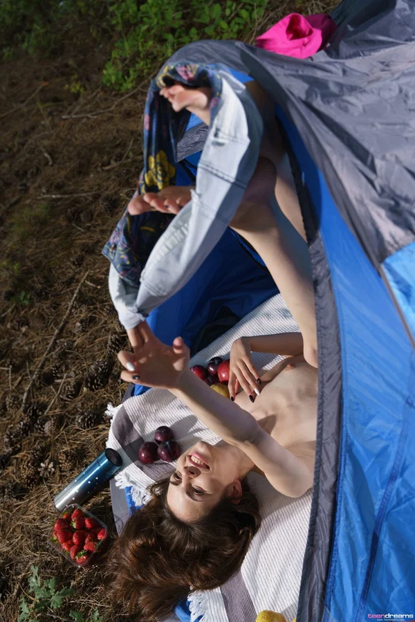 Thin young girl Sirena Milano gets totally naked while snacking while camping  - Teen, Amateur, Cute  - Photo 9