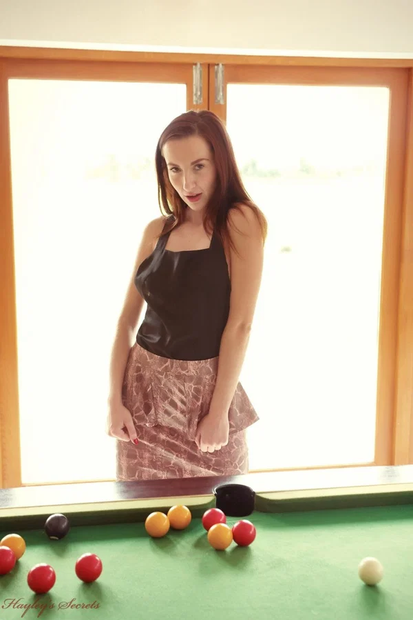 British MILF Sophia Smith goes topless up against a snooker table  - Stockings, High Heels, Beautiful, MILF, Amateur, Upskirt, Panties, Undressing, Redhead, Tiny Tits  - Photo 2