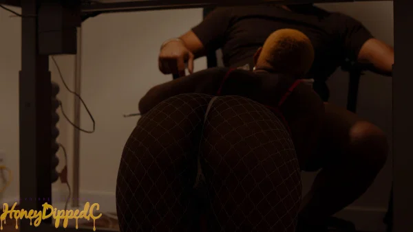 Ebony chick with short hair sucks off a big dick in sheer lingerie and hose  - Ebony, Curvy, Chubby, Thick, POV, Cumshot, Blowjob, Ass, Close Up, African  - Photo 6