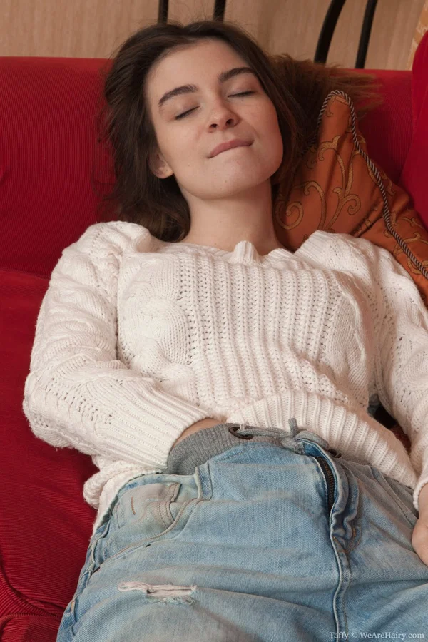 Hot college brunette Taffy touching her harry holes on the sofa  - Masturbation, Hairy, Skinny, Undressing, Pussy, Socks, Fingering, Spreading, White, Feet  - Photo 3