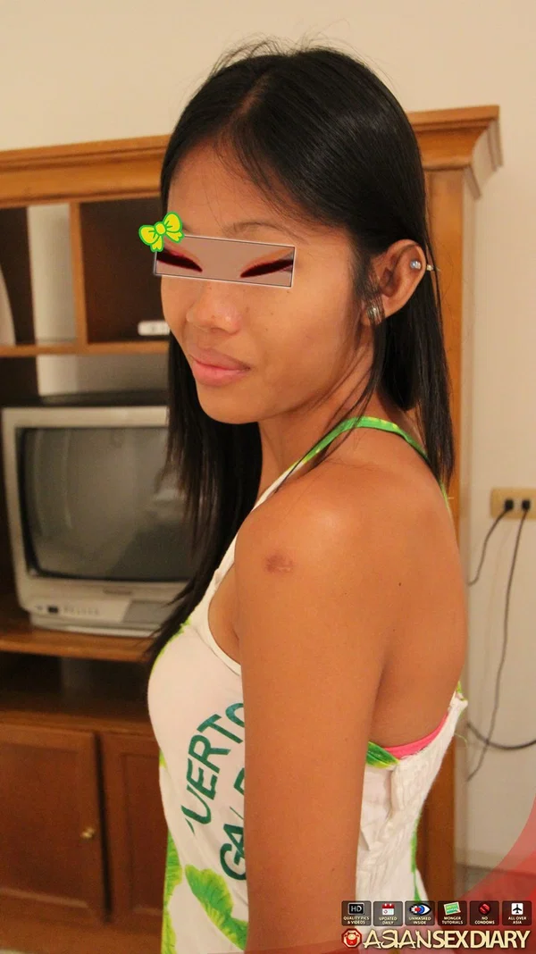 Asian amateur stands totally naked before a fuck with a sex tourist  - Amateur, Asian, Skinny, Shaved, Ass, Close Up, Cameltoe, Tiny Tits, Clothed, Big Cock  - Photo 1