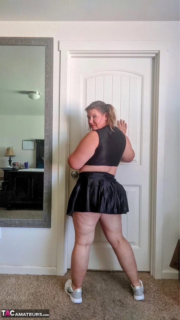 Mature fatty Busty Kris Ann finger fucks her pussy after licking a nipple  - BBW, Mature, Sports, Chubby, Cheerleader, Thick, Upskirt, Amateur, Curvy, Big Tits  - Photo 16