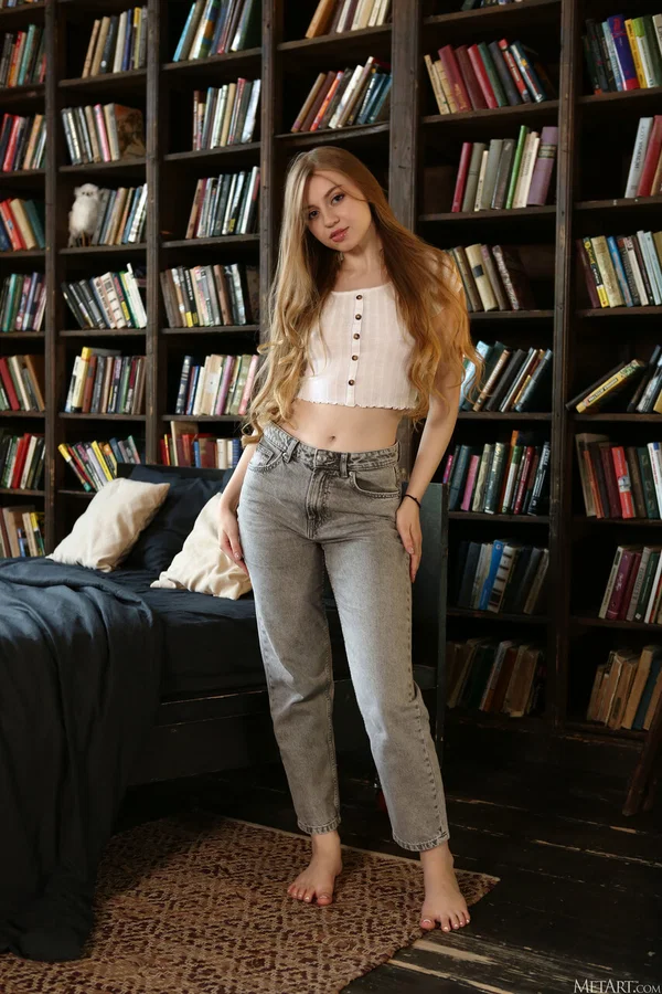 Met Art starring Emi Mur Naked Pics  - Jeans, White, Petite, Undressing, Teen, Amateur, Clothed, Redhead, Ass, Feet  - Photo 1