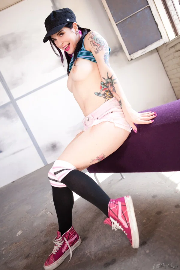 Sassy tattooed skater girl Joanna Angel strips down to toy ass in knee socks  - Fetish, Feet, Non Nude, Pussy, Spreading  - Photo 9