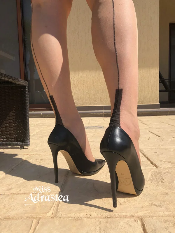 Attractive Miss Adrastea poses in her dress, nylon stockings & high heels  - Stockings, Feet, Legs, Outdoor, Non Nude  - Photo 6