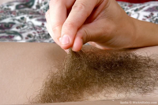 Brunette mom with natural tits Sasha reveals her hairy muff in her bedroom  - Hairy, Amateur, Pale  - Photo 17