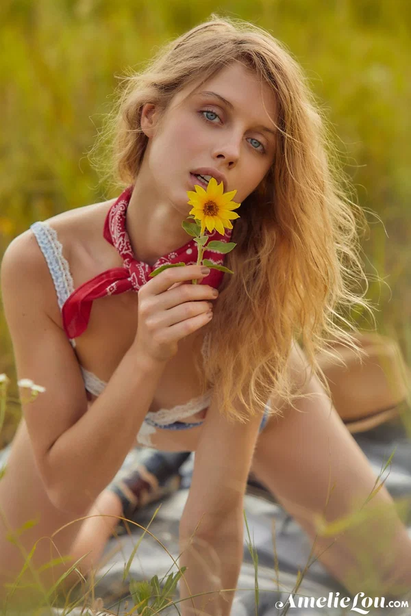 Sweet model babe Amelie Lou unveils her nice bum and small tits at a picnic  - Farm, Outdoor, Ukrainian, Tiny Tits, Skinny, Teen, Redhead, Lingerie, Upskirt, Face  - Photo 10