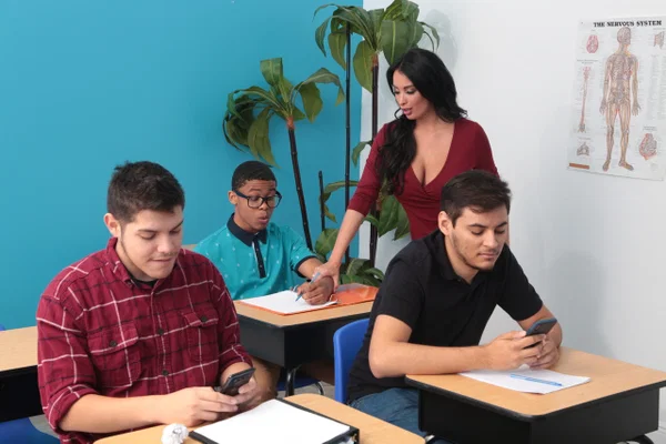 French teacher Anissa Kate shows her tits and gets blacked in the classroom  - Pornstar, Schoolgirl, Interracial, French, Big Tits, Uniform, Office, Latina, Pantyhose, Natural Tits  - Photo 4