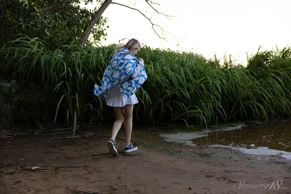18-year-old girl Alice Murkovski strips to her sneakers near the water  - Outdoor, Natural Tits, Tiny Tits, Russian, Skirt, Babe, Model, Teen, Clothed, Beautiful  - Photo 4