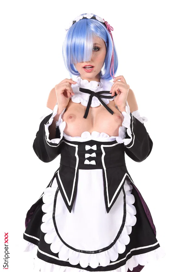 Cute girl Sia Siberia dildos her pussy while adorned in cosplay attire  - Cosplay, Maid, Short Hair, Uniform, Masturbation, Face, Big Tits, Beautiful, Ass, Upskirt  - Photo 5