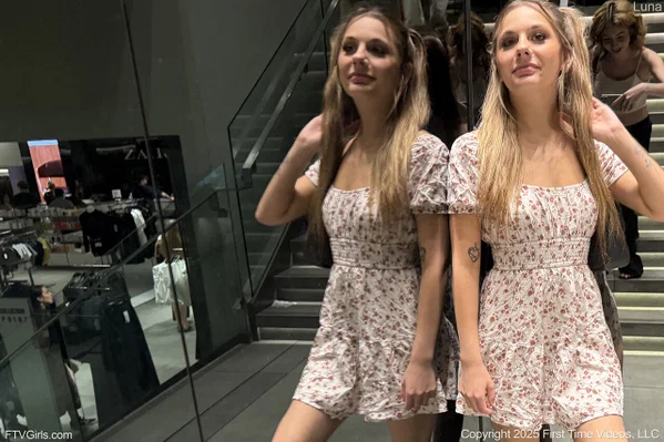 Solo girl Luna flashes in public while wearing no panties before masturbating  - Upskirt, Ass, Pigtails, Clothed, Model, Skirt, Dildo, Glamour, Tiny Tits, Shaved  - Photo 8