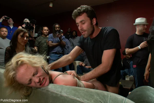 Blonde girl Clayra Beau is forced into having sex in front of a crowd  - Ass Fucking, Groupsex, Doggy Style, MILF, BDSM, Bondage, Blowjob, Close Up, Blonde, Pussy  - Photo 14