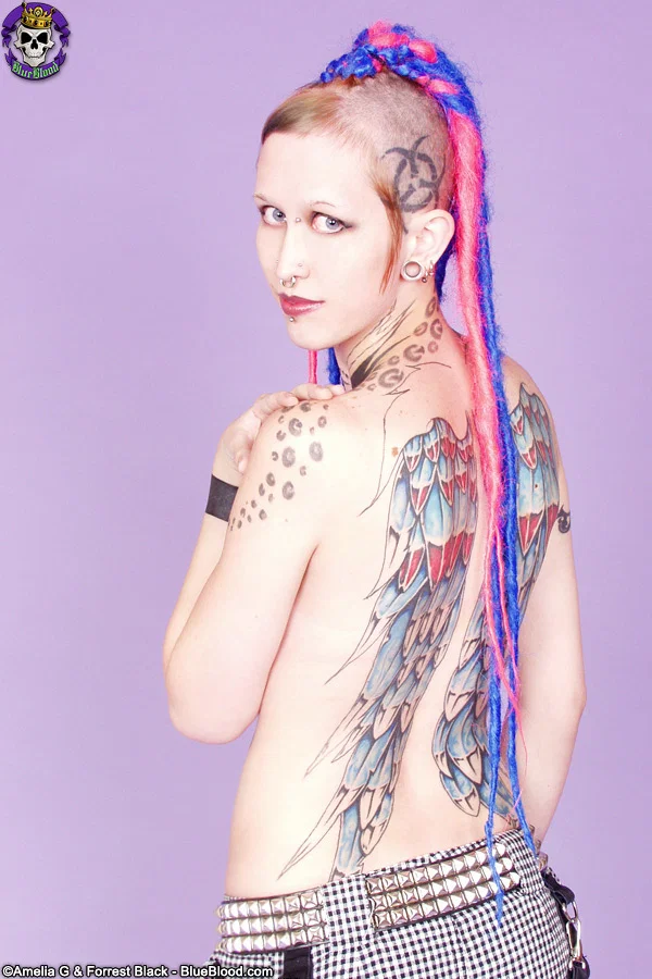 Tattooed girl Jax sticks her tongue out after stripping to her goth boots  - Tattoo, Fetish, Redhead, Piercing, Babe, Shaved, Boots, Tiny Tits, Beautiful, Solo  - Photo 8