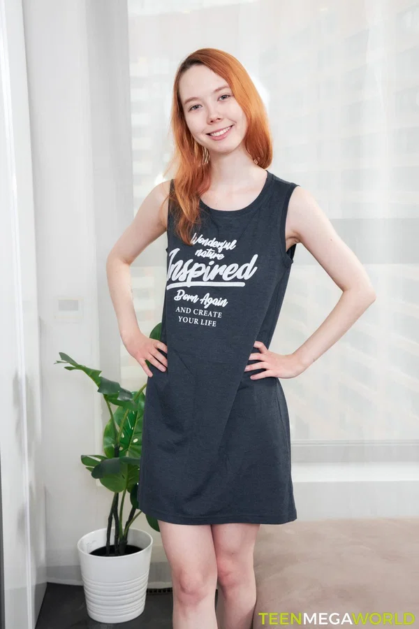 European ginger teen Emily A unveils her slim figure and toys her pussy  - Amateur, Flexible, Teen, Ukrainian, Redhead, Pussy, Petite, Cute, Dress, Upskirt  - Photo 2