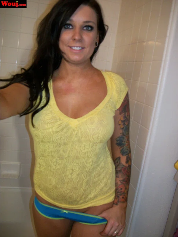 Brunette amateur WouJ shows her big booty in panties in the shower  - Selfie, Amateur, Beautiful, Solo, Close Up, Tattoo, Ass, Panties, Brunette, PAWG  - Photo 11