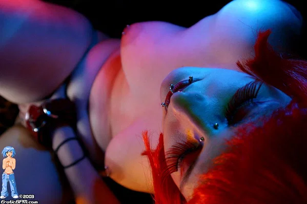 Solo girl with dyed hair and piercings gets naked on her home webcam  - Piercing, Redhead, Fetish, Tiny Tits, Babe, Clothed, Nipples, Hairy, Spreading, Beautiful  - Photo 14