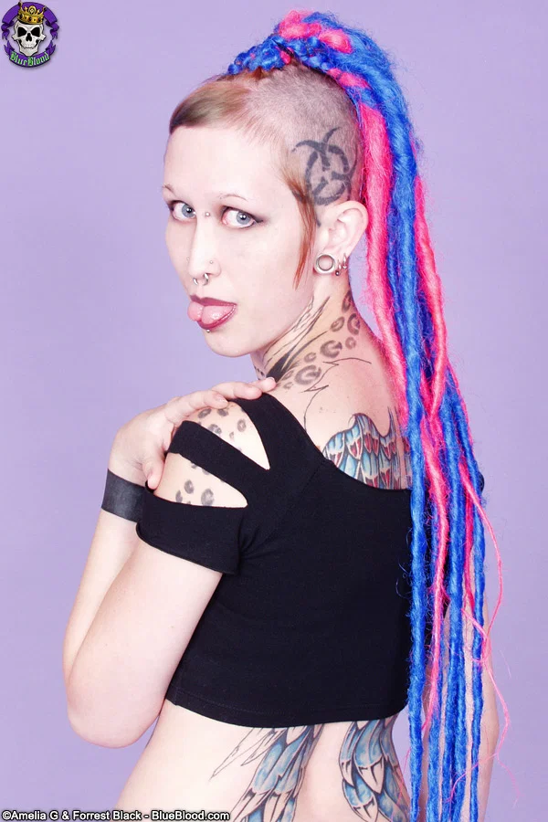 Tattooed girl Jax sticks her tongue out after stripping to her goth boots  - Tattoo, Fetish, Redhead, Piercing, Babe, Shaved, Boots, Tiny Tits, Beautiful, Solo  - Photo 2