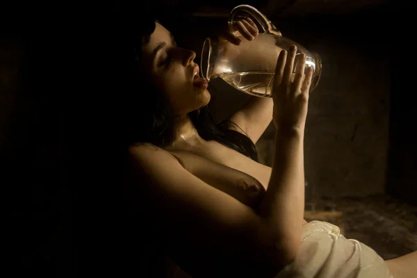 Dark haired teen masturbates in the nude while holding a jug of liquid  - Pussy, Nipples, Spreading, Beautiful, Skinny, Shaved, Tiny Tits, Wet, Close Up, Masturbation  - Photo 21