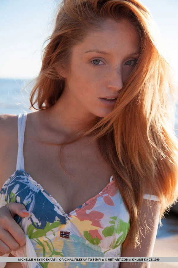 Hot redhead Michelle H flaunting her big tits & tight pussy on the beach  - Beach, Outdoor, Teen, Redhead, European, Babe, Glamour, Face, Spreading, Legs  - Photo 5