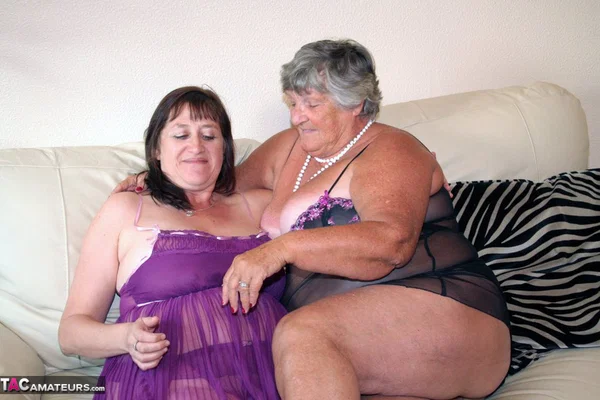 Obese British nan Grandma Libby engages in lesbian acts with a fat woman  - Granny, SSBBW, BBW, Reality, Lesbian, Amateur, Big Tits, Saggy Tits, Chubby, Panties  - Photo 3