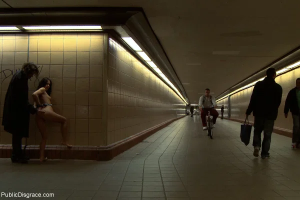 Amabella is penetrated while being held captive in a public place  - Public, Big Cock, Bondage, Anal, BDSM, Pussy, Butt Plug, Big Tits, Cumshot, Hardcore  - Photo 1