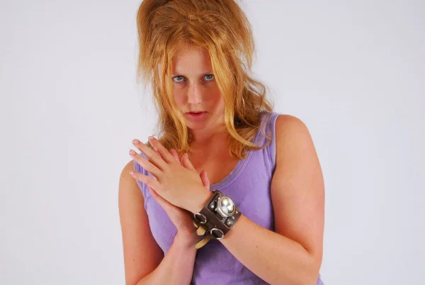 Natural redhead models a large cuff watch in a tank top and faded jeans  - Jeans, Amateur, Redhead, Clothed, Beautiful, Solo, Ass, PAWG, Babe, Non Nude  - Photo 14
