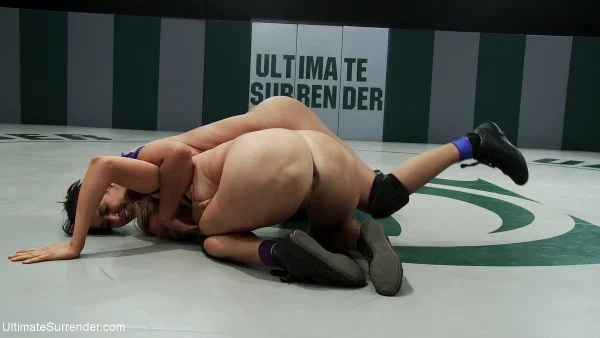 Brunette and blonde lesbians wrestle each other on a wrestling mat  - Sports, MILF, Latina, BDSM, Bondage, Lesbian, Ass, Tattoo, Brunette, PAWG  - Photo 15